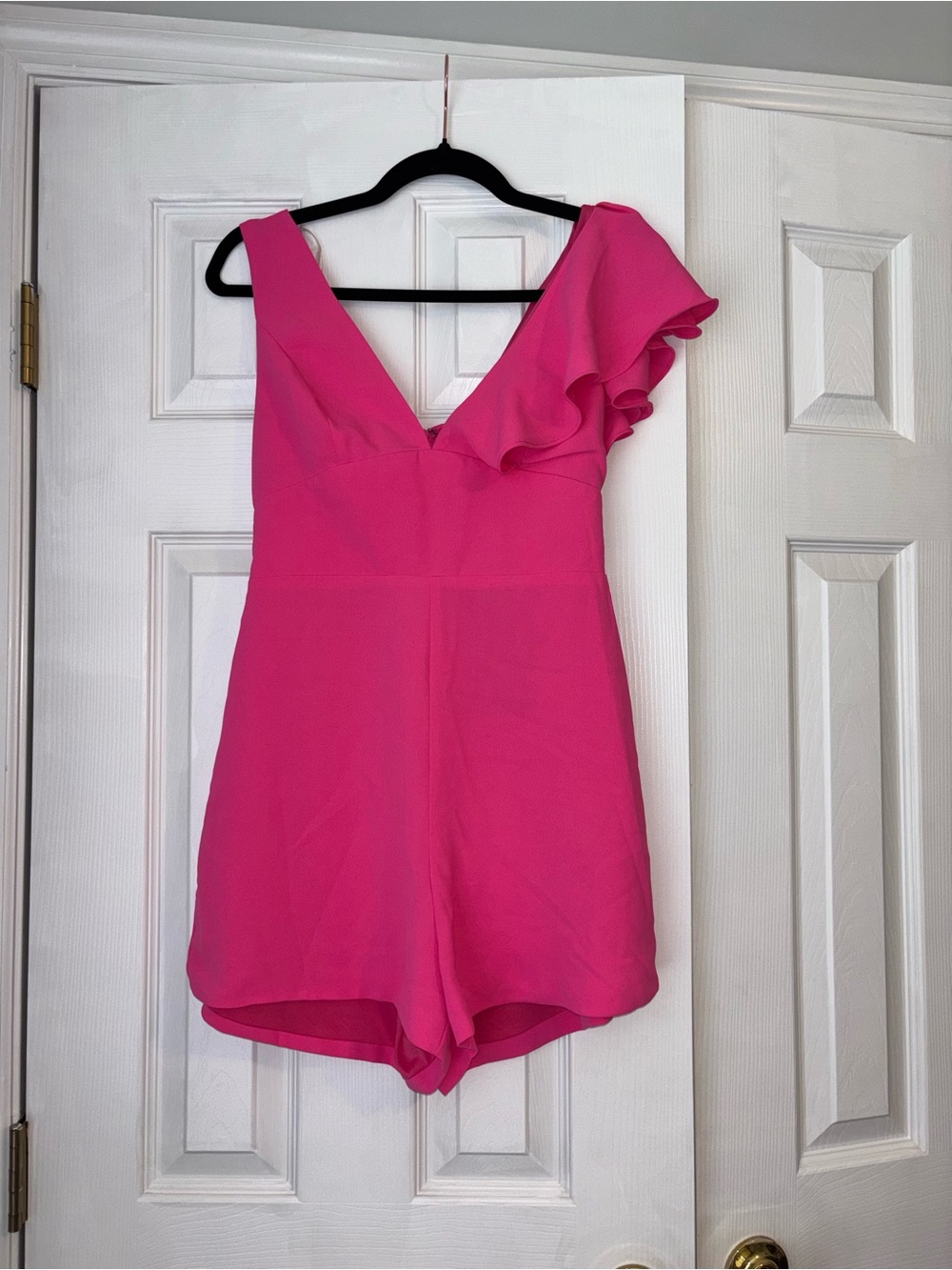 DO+BE Hot Pink One-Shoulder Romper with Ruffle